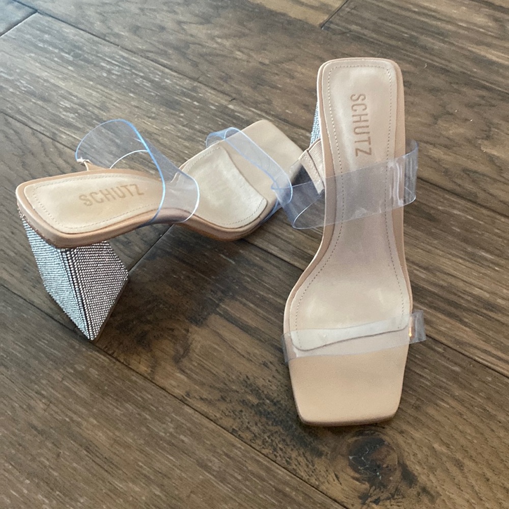 SCHUTZ Clear and Beige Heels